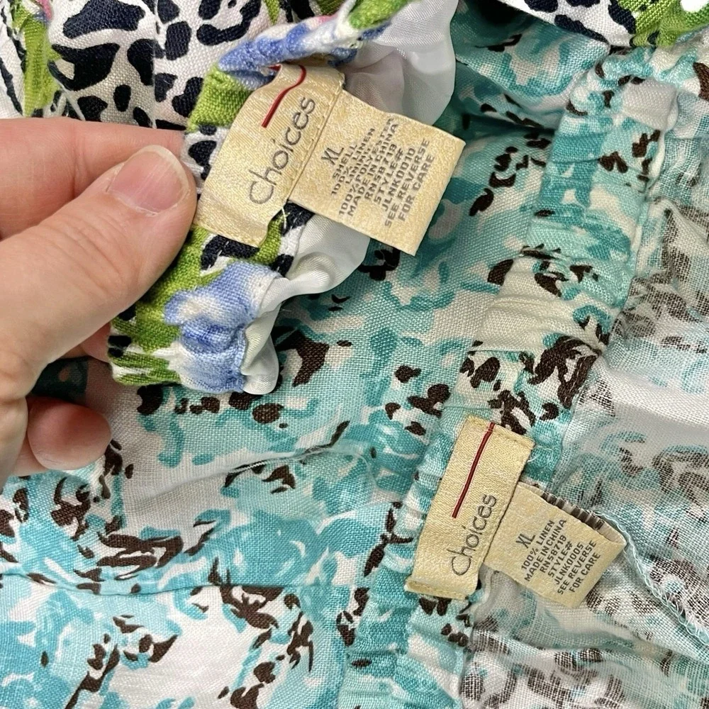 2pk‎ Choices XL Multicolor Linen Skirt Floral Animal Print Tropical Coastal